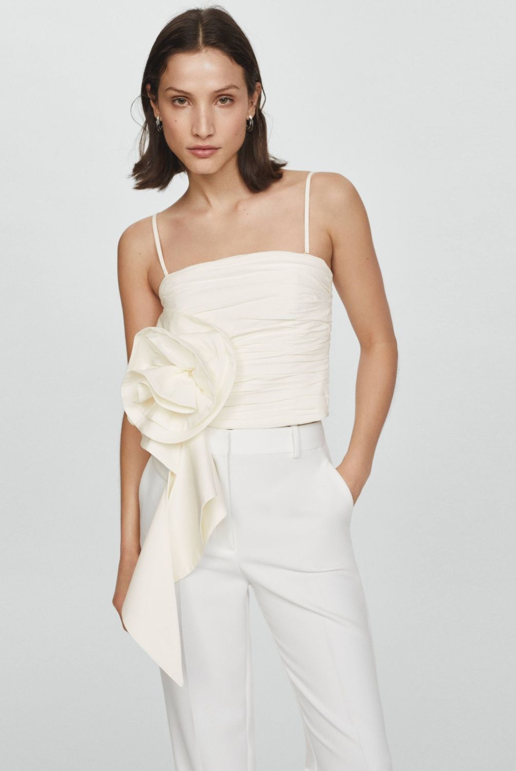 MANGO - Top Maxi Flor Mujer Mango