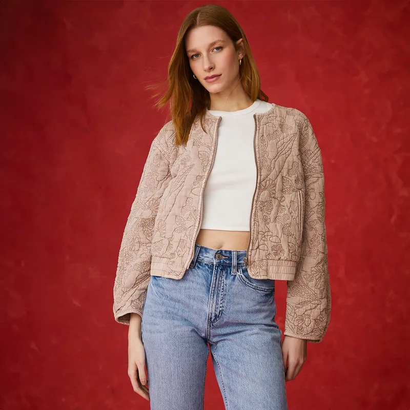 MANGO - Chaqueta Bordado Floral Mujer Mango