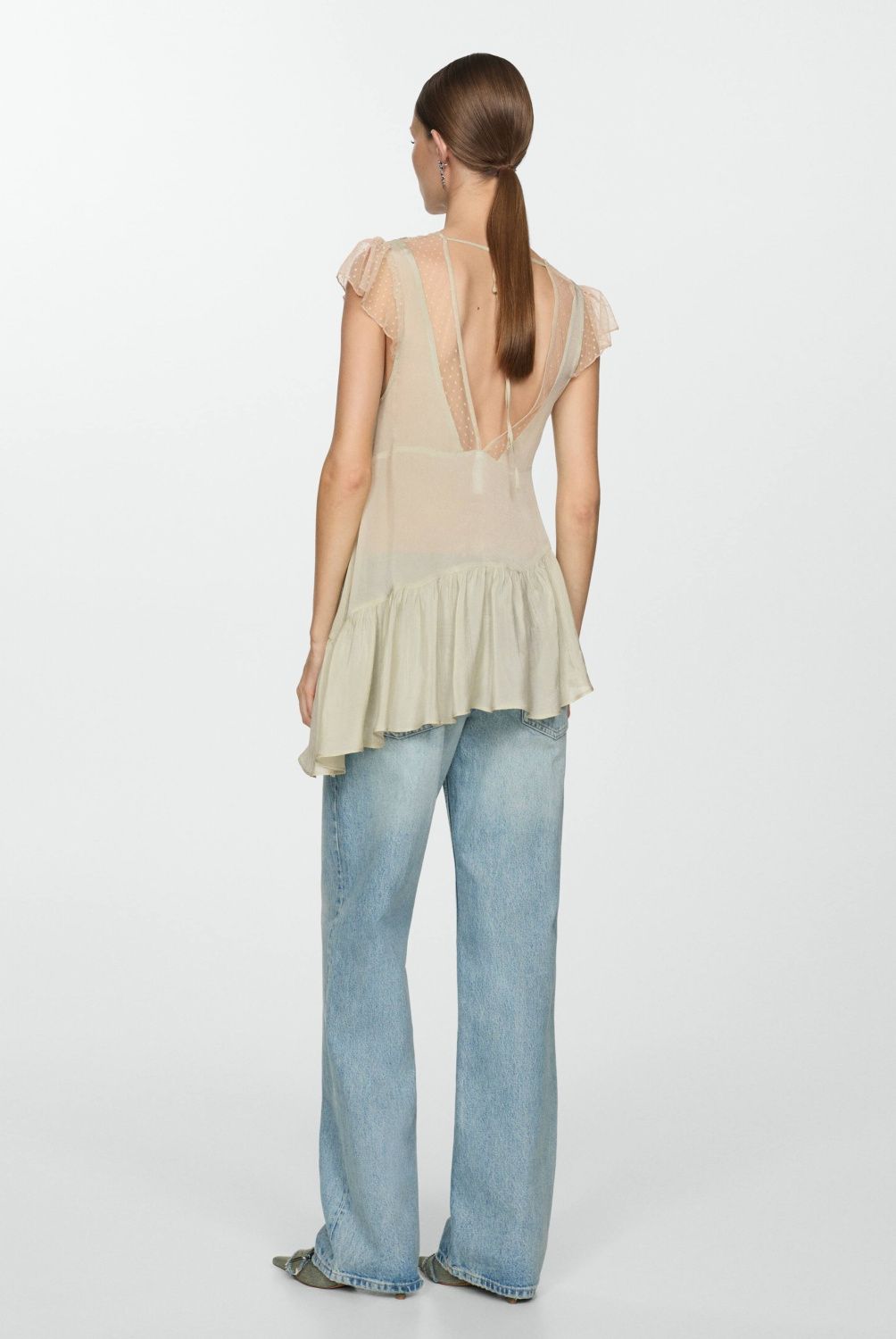 MANGO - Blusa Asimétrica Bordada Mujer Mango