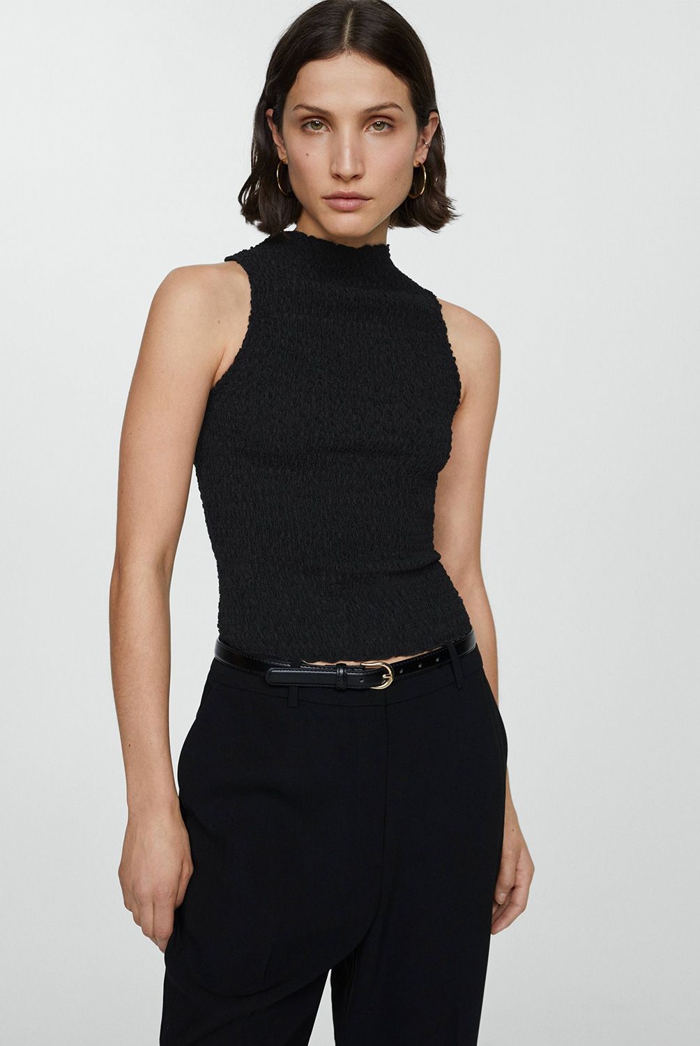 MANGO - Top Textura Fruncido Mujer Mango