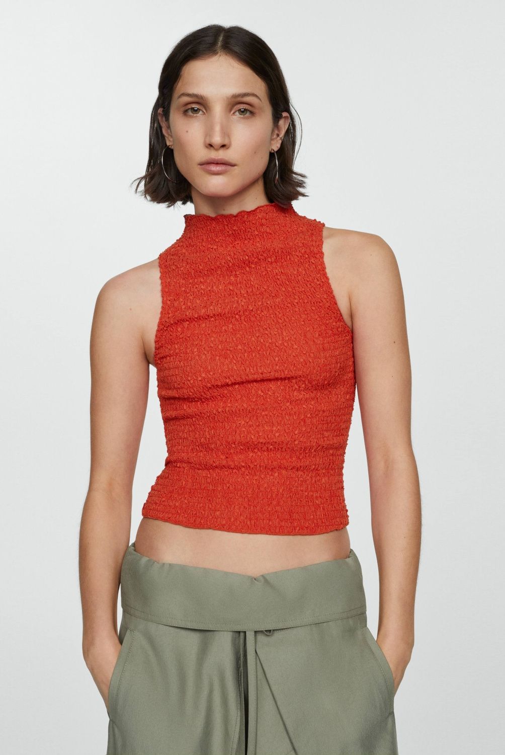 MANGO - Top Textura Fruncido Mujer Mango