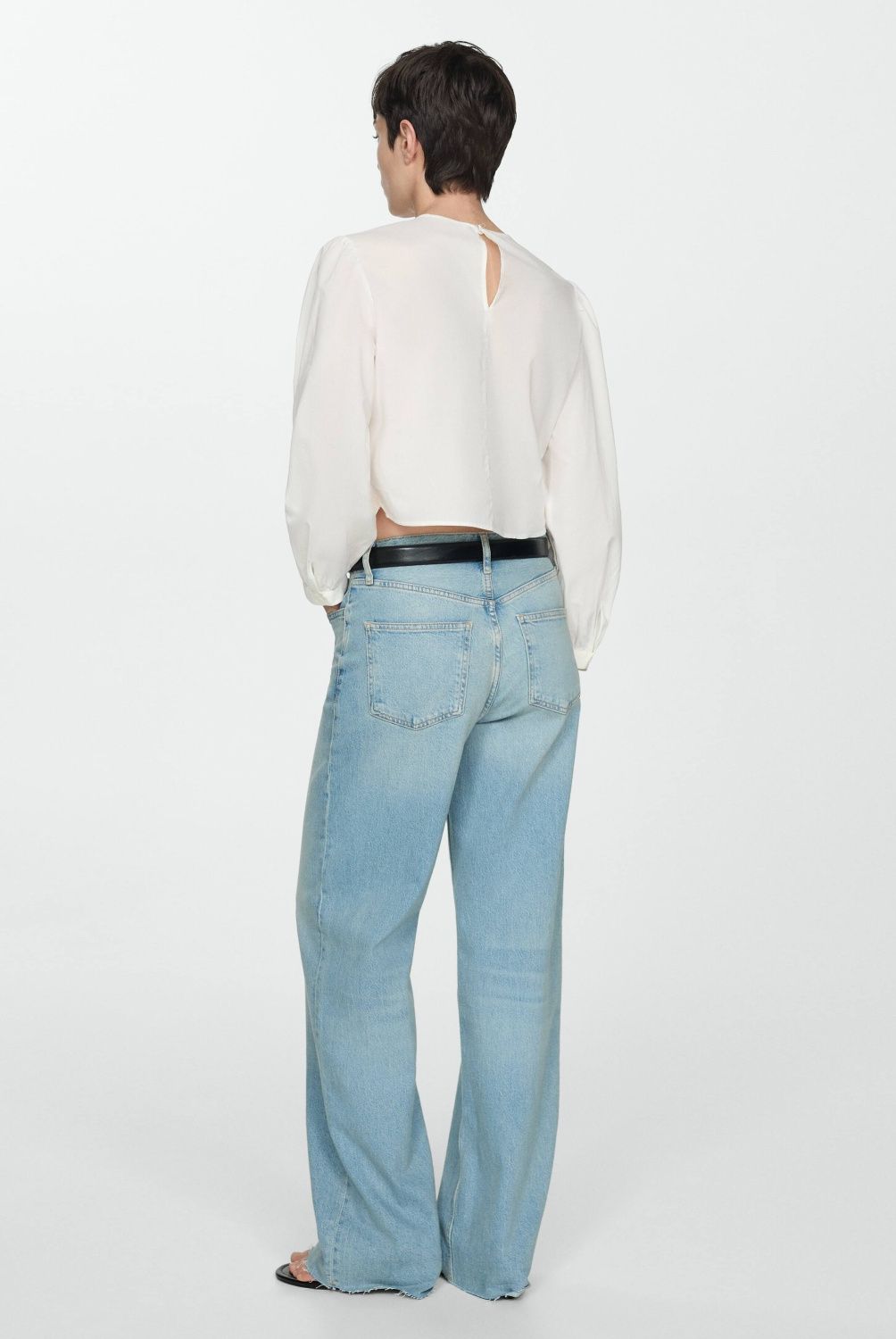 MANGO - Blusa Bordada Manga Abullonada Mujer Mango