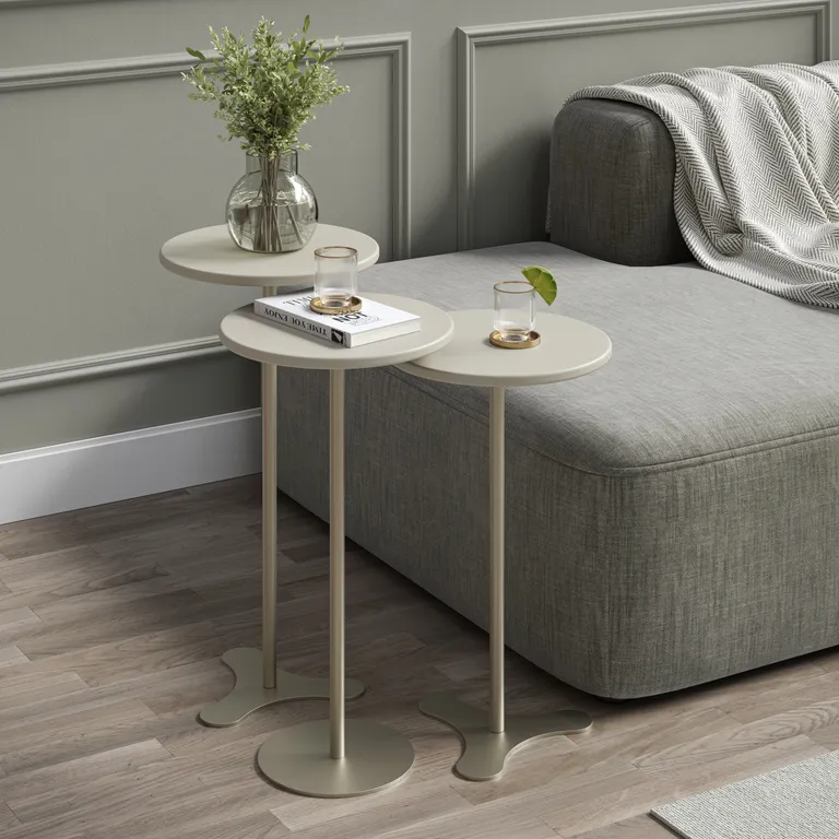DECOCASA Set Mesas Orb Off White Champagne