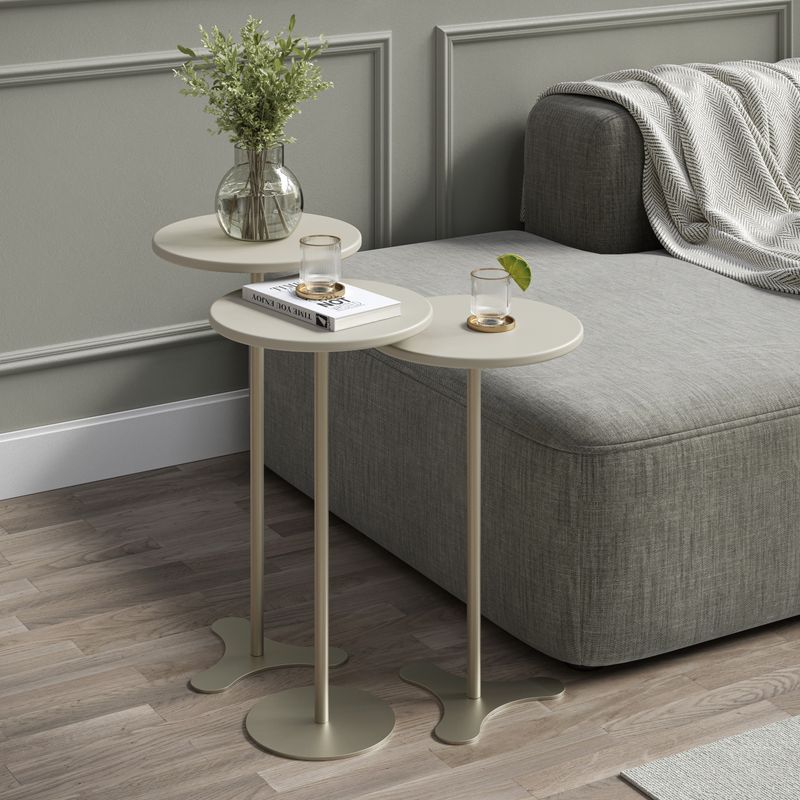 DECOCASA - Set Mesas Orb Off White Champagne Decocasa