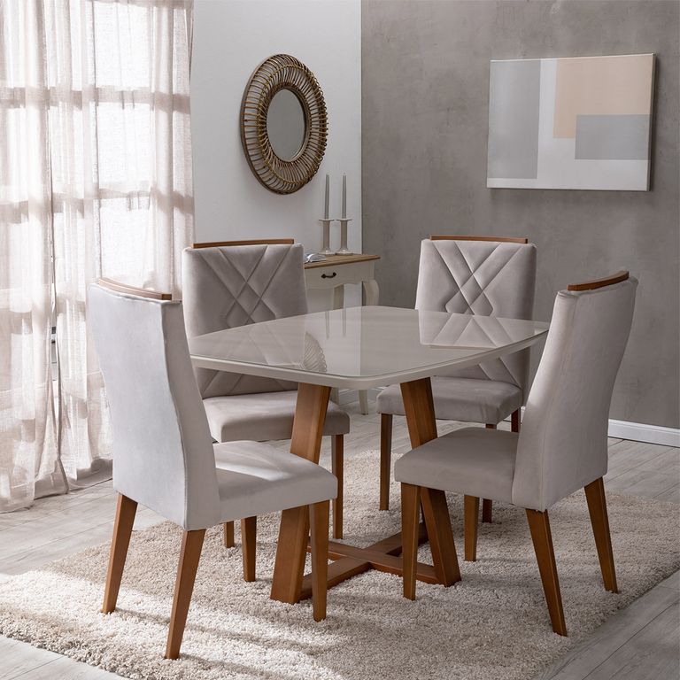 DECOCASA Juego de Comedor Bennet 4 Sillas Megan