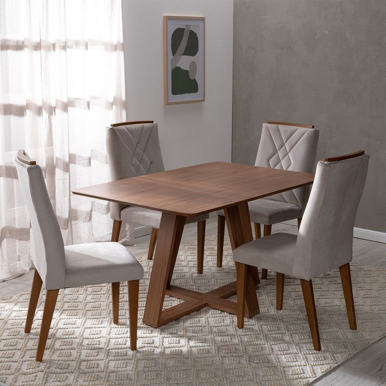 DECOCASA Juego de Comedor Avena 4 Sillas Megan