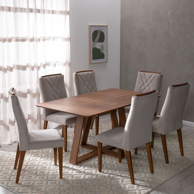 DECOCASA Juego de Comedor Avena 6 Sillas Megan
