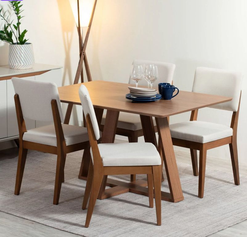 DECOCASA Juego de Comedor Avena 4 Sillas Ella