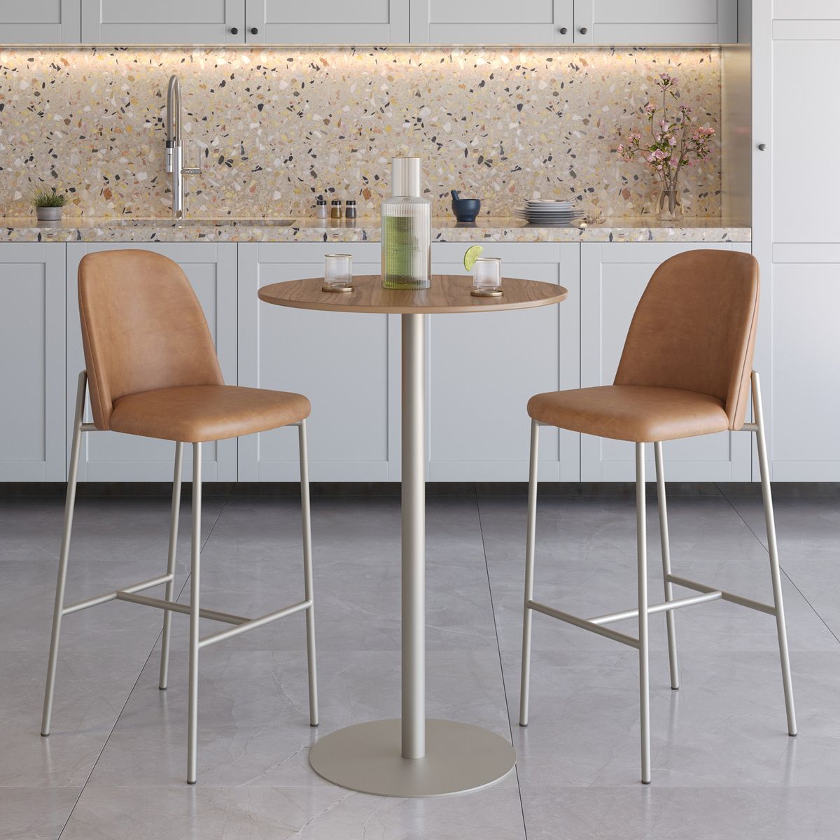 DECOCASA - Bar Orb Cha + 2 Banquetas Luci Decocasa