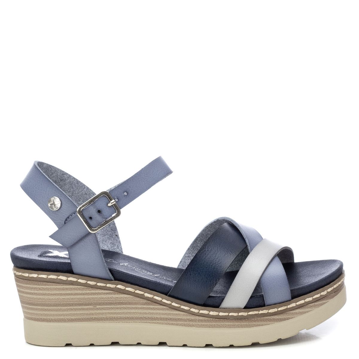 XTI - Sandalia de cuña azules para mujer Xti