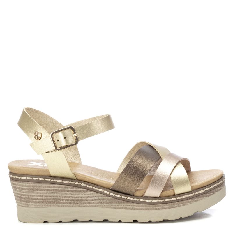 XTI - Sandalia de Cuña Doradas para Mujer Xti