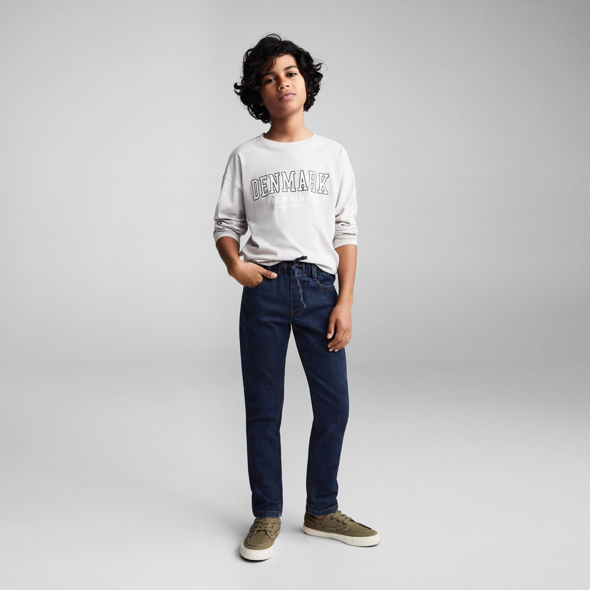 MANGO KIDS - Jeans con Cintura Elasticada de Algodón  Niño Mango Kids