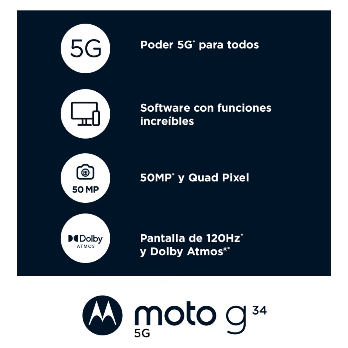 MOTOROLA - Celular Smartphone Motorola G34 Azul 8+ 256GB