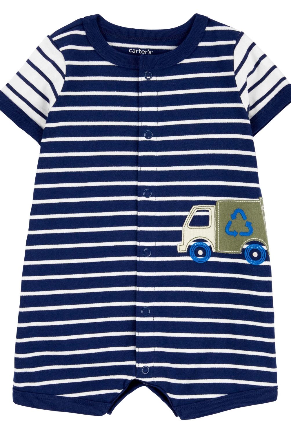 CARTER'S - Enterito Carter's Bebé Niño Algodón Rayas Azul y Blanco con Aplicación