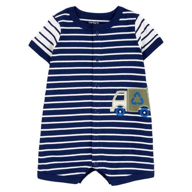 CARTER'S - Enterito Carter's Bebé Niño Algodón Rayas Azul y Blanco con Aplicación