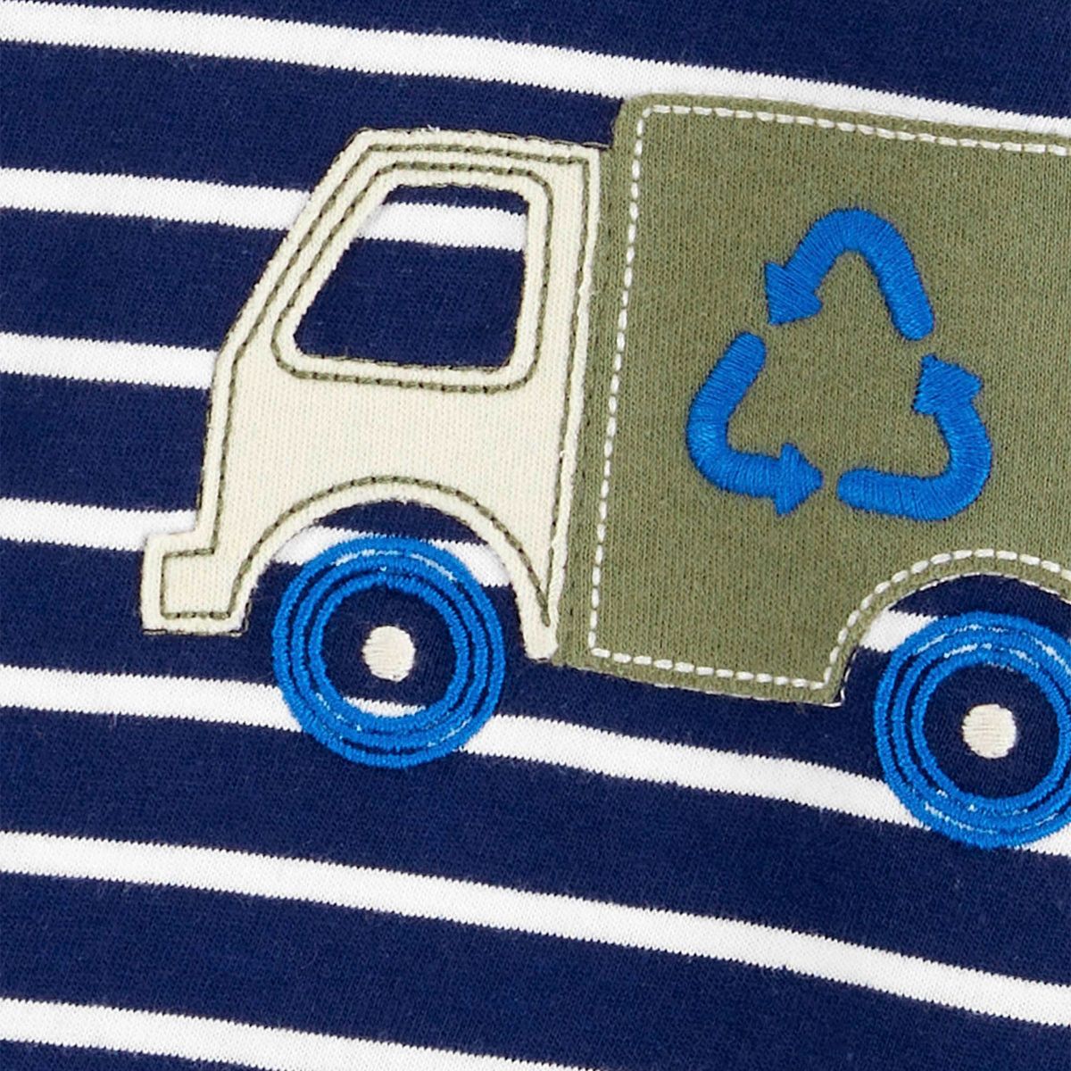 CARTER'S - Enterito Carter's Bebé Niño Algodón Rayas Azul y Blanco con Aplicación