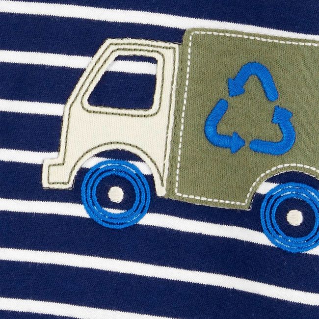 CARTER'S - Enterito Carter's Bebé Niño Algodón Rayas Azul y Blanco con Aplicación