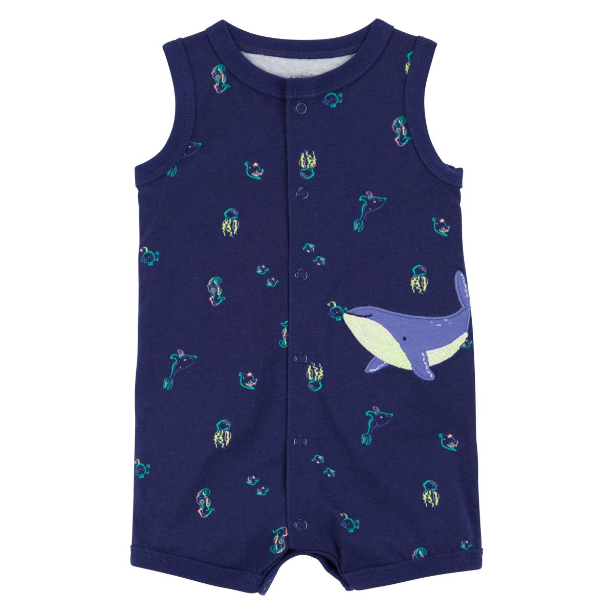 CARTER'S - Enterito Carter's de Algodón sin Mangas con Estampado de Ballenas para Bebé Niño