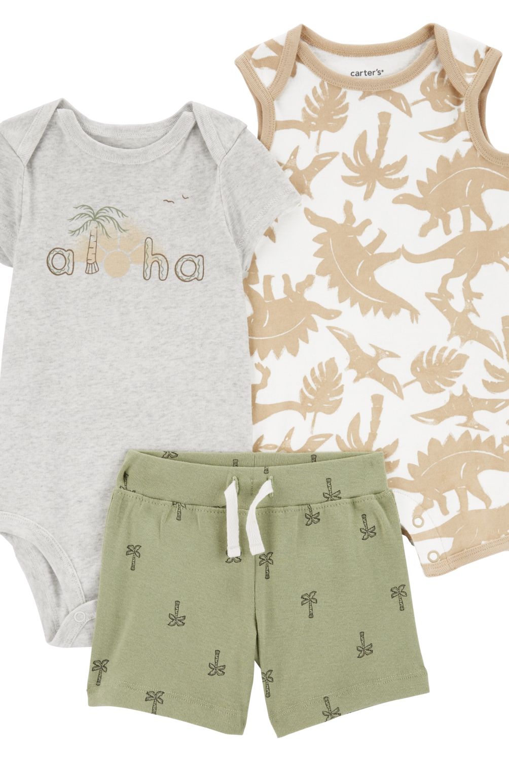 CARTER'S - Conjunto 3 Piezas Enterito Corto, Body y Short Bebé Niño Carter's