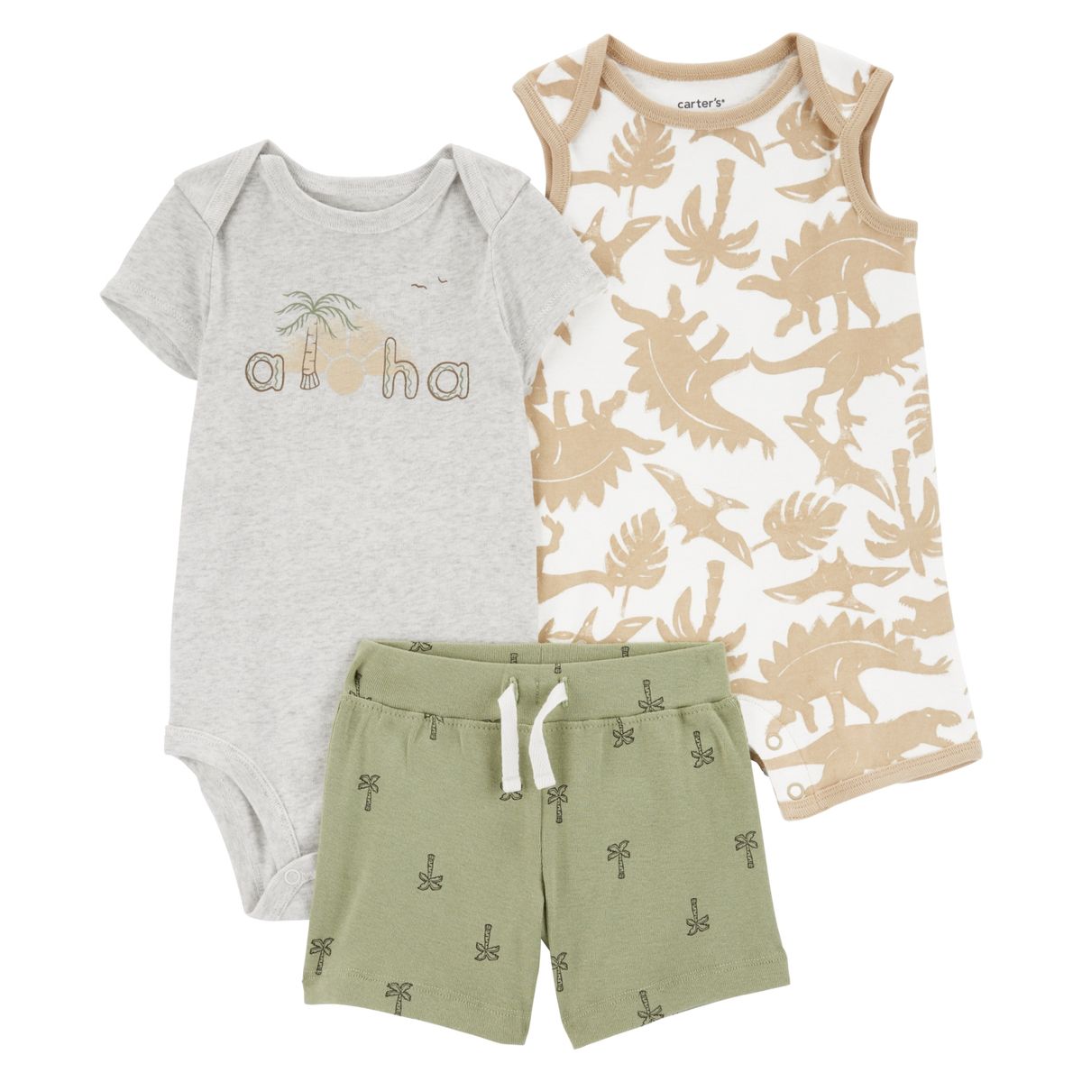 CARTER'S - Conjunto 3 Piezas Enterito Corto, Body y Short Bebé Niño Carter's