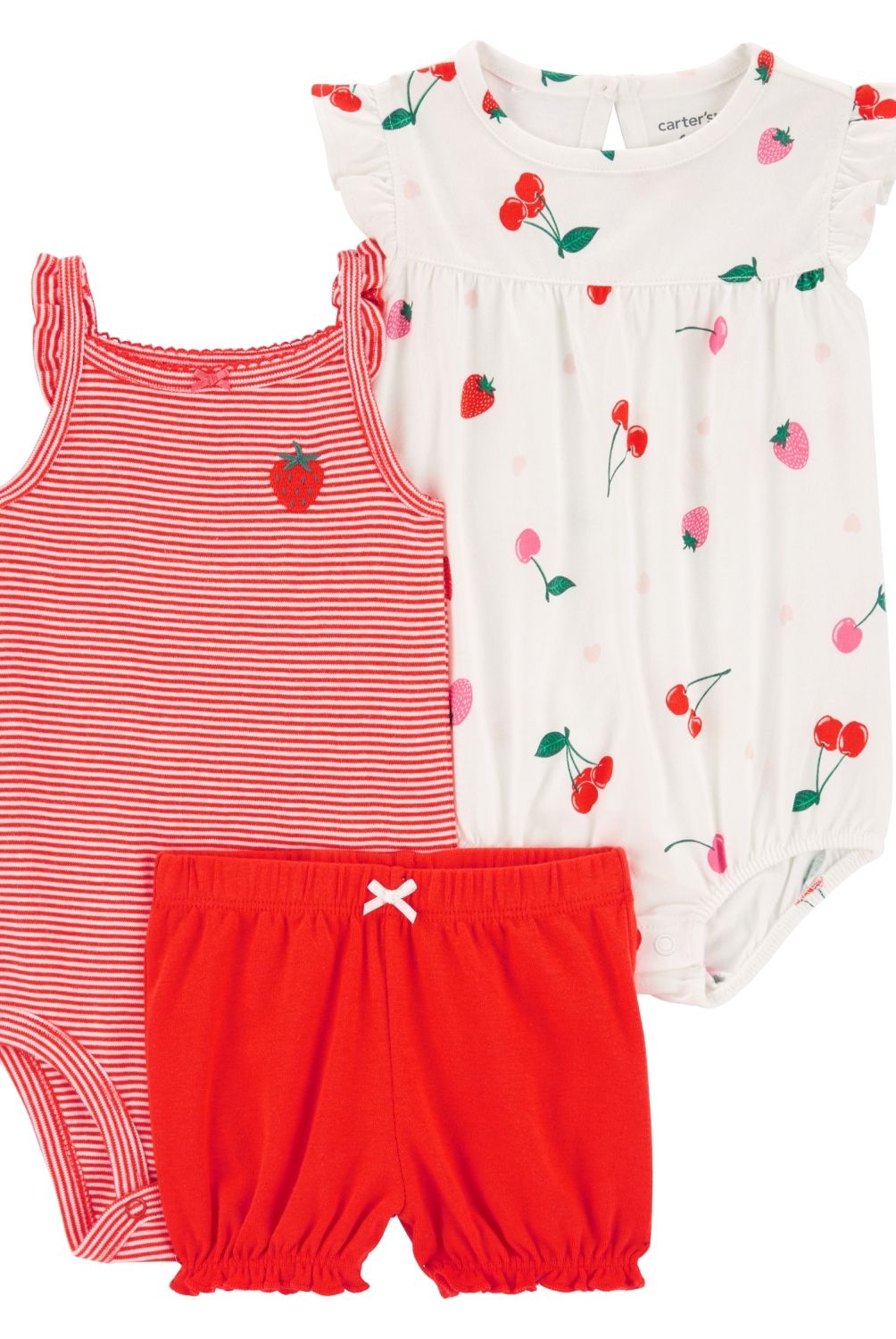 CARTER'S - Conjunto 3 Piezas Enterito Corto, Body y Short Bebé Niña Carter's