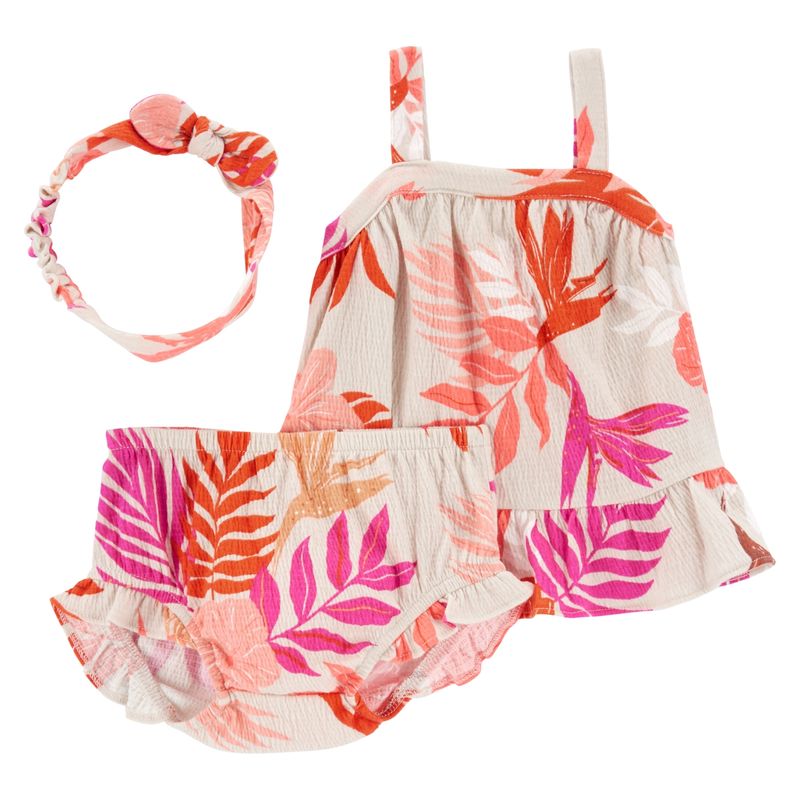 CARTER'S - Conjunto 3 Piezas Blusa, Short Bombacho y Cintillo Bebé Niña Carter's