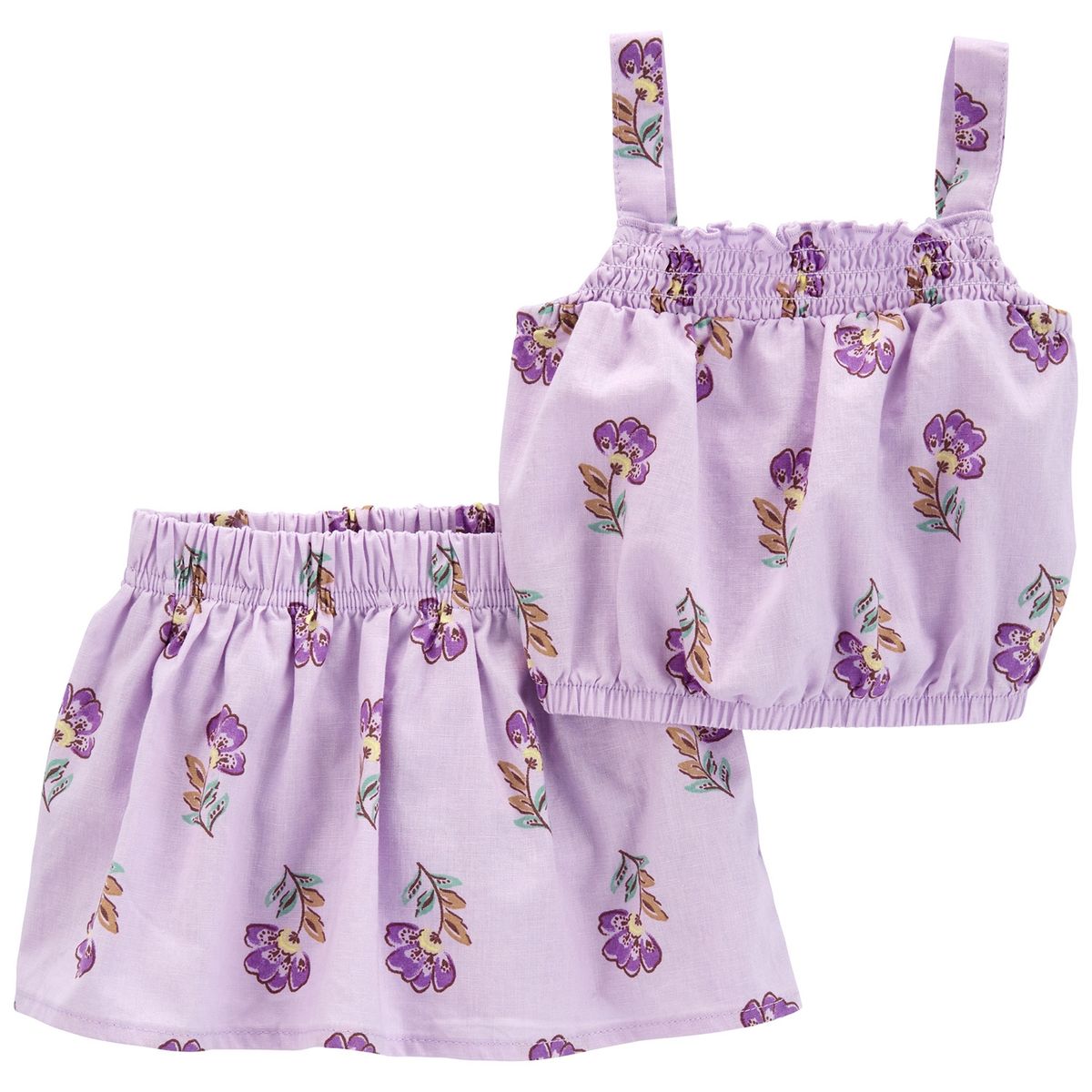 CARTER'S - Conjunto 2 Piezas Blusa Floral y Falda Short Bebé Niña Carter's