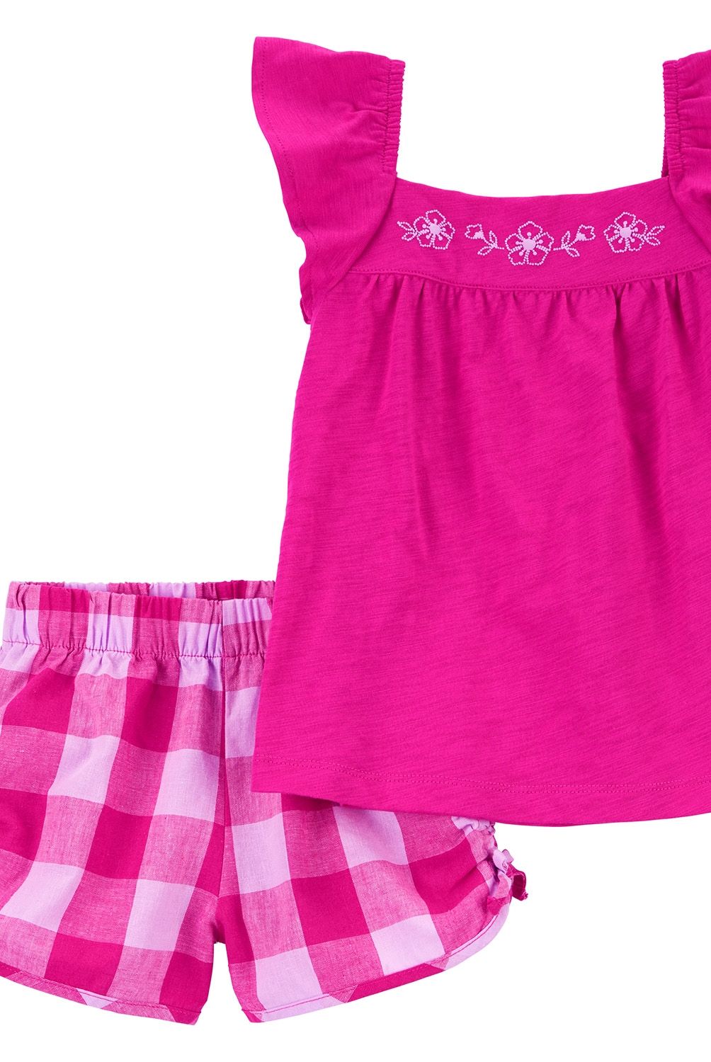 CARTER'S - Conjunto Carter's Bebé Niña: Polera con Bordado Floral y Short a Cuadros