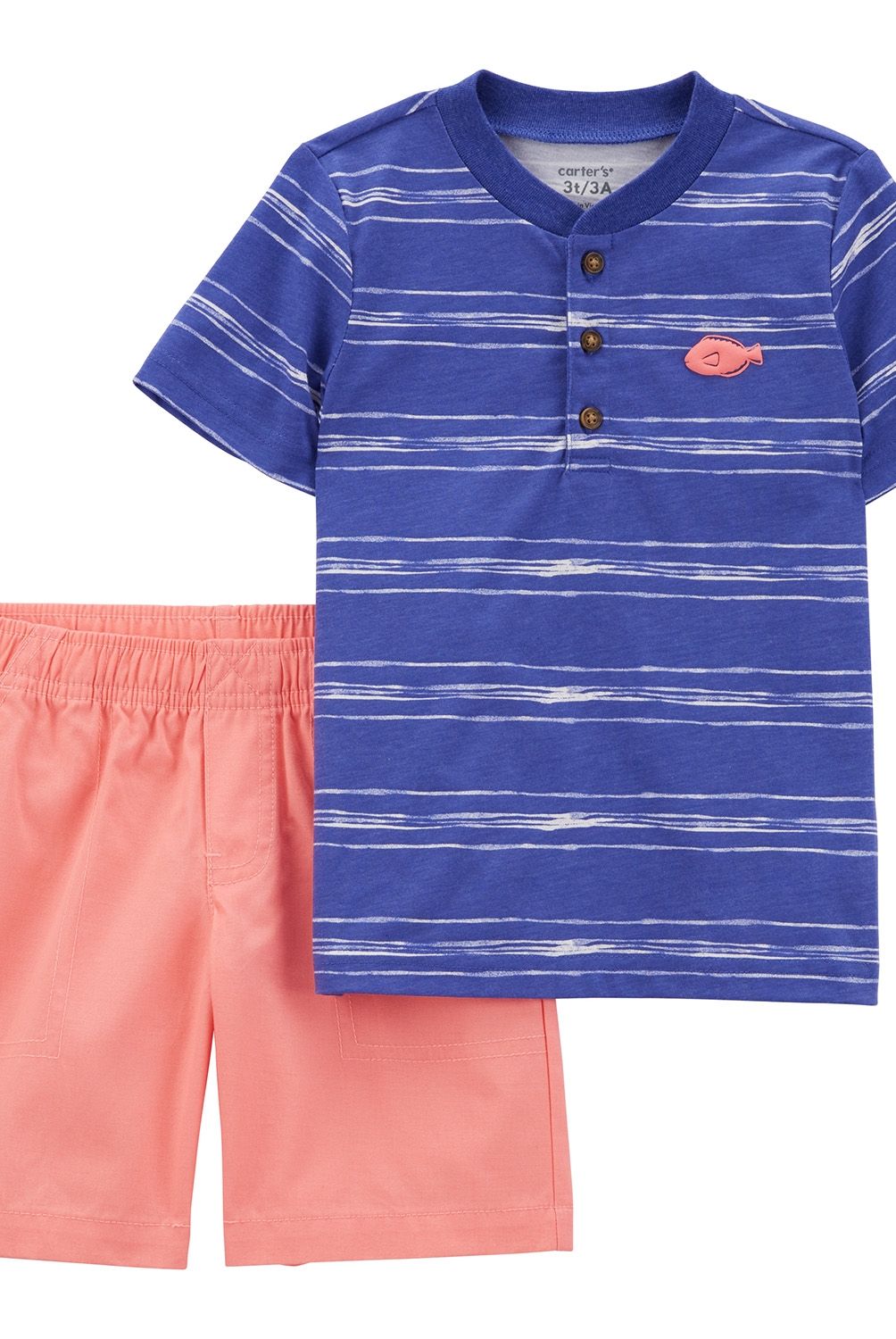 CARTER'S - Conjunto Carter's Niño: Polera a Rayas y Short Coral
