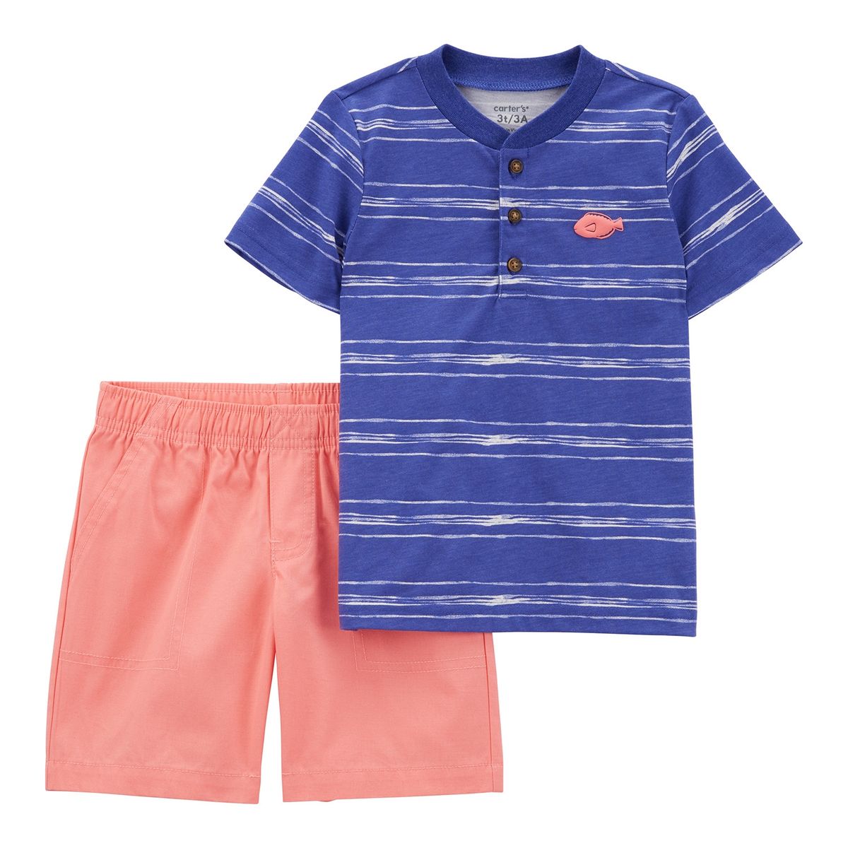 CARTER'S - Conjunto Carter's Niño: Polera a Rayas y Short Coral
