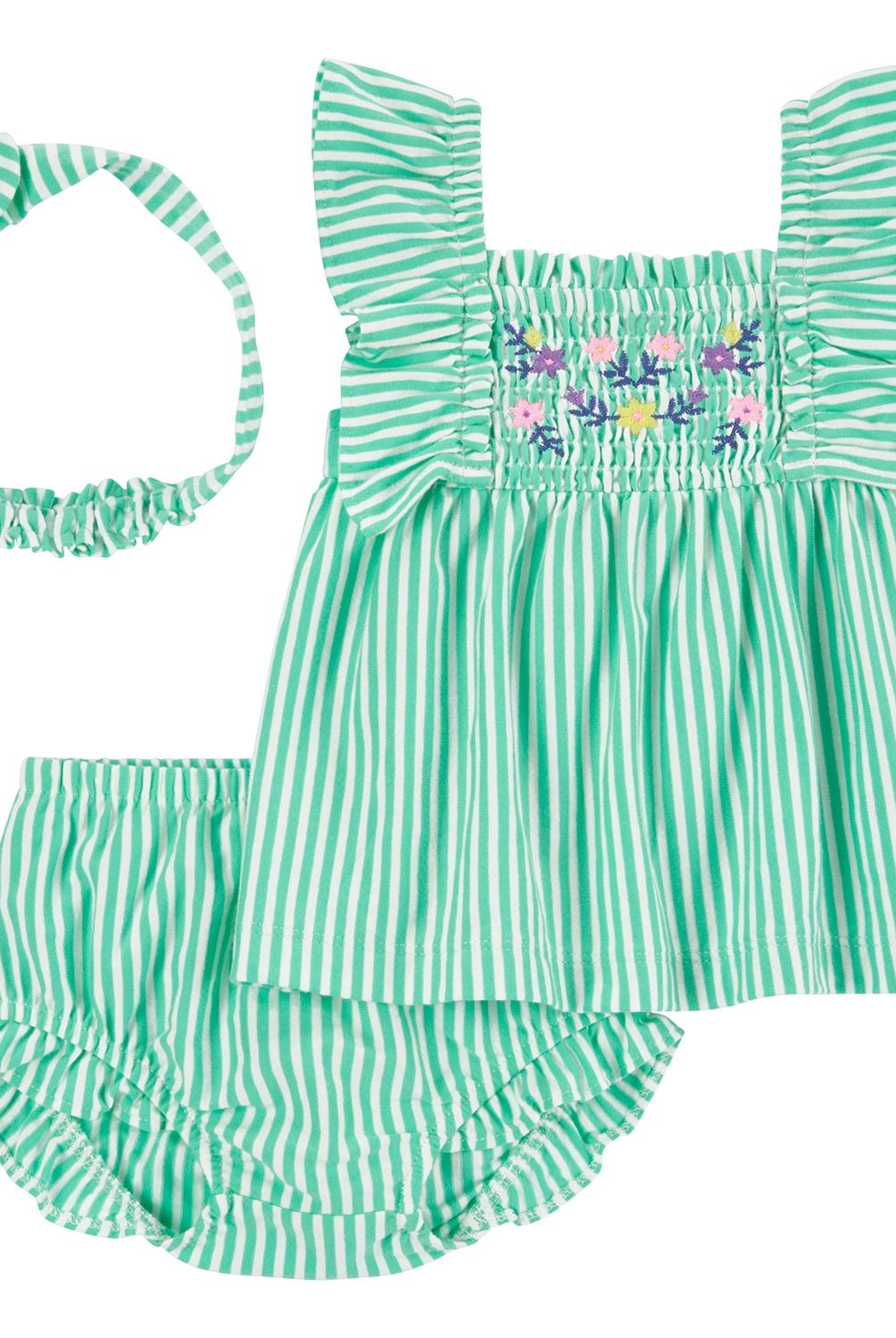 CARTER'S - Conjunto Carter's 3 Piezas para Bebé Niña: Blusa, Short Bombacho y Cintillo