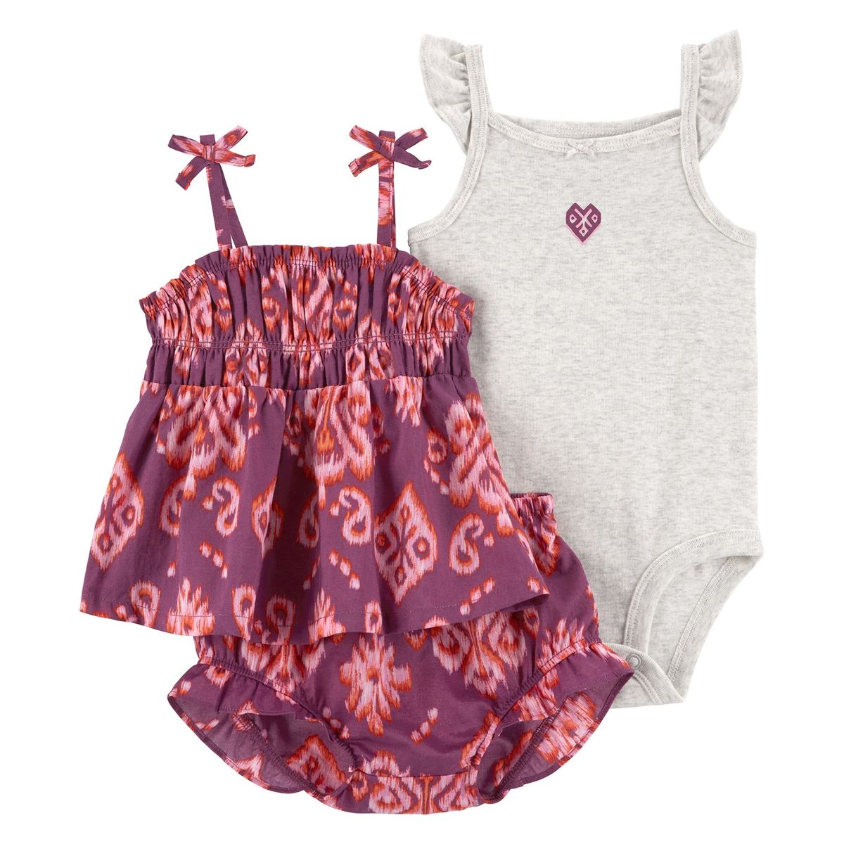 CARTER'S - Conjunto 3 Piezas Carter's para Bebé Niña Body, Blusa y Short Bombacho