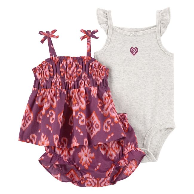 CARTER'S - Conjunto 3 Piezas Carter's para Bebé Niña Body, Blusa y Short Bombacho