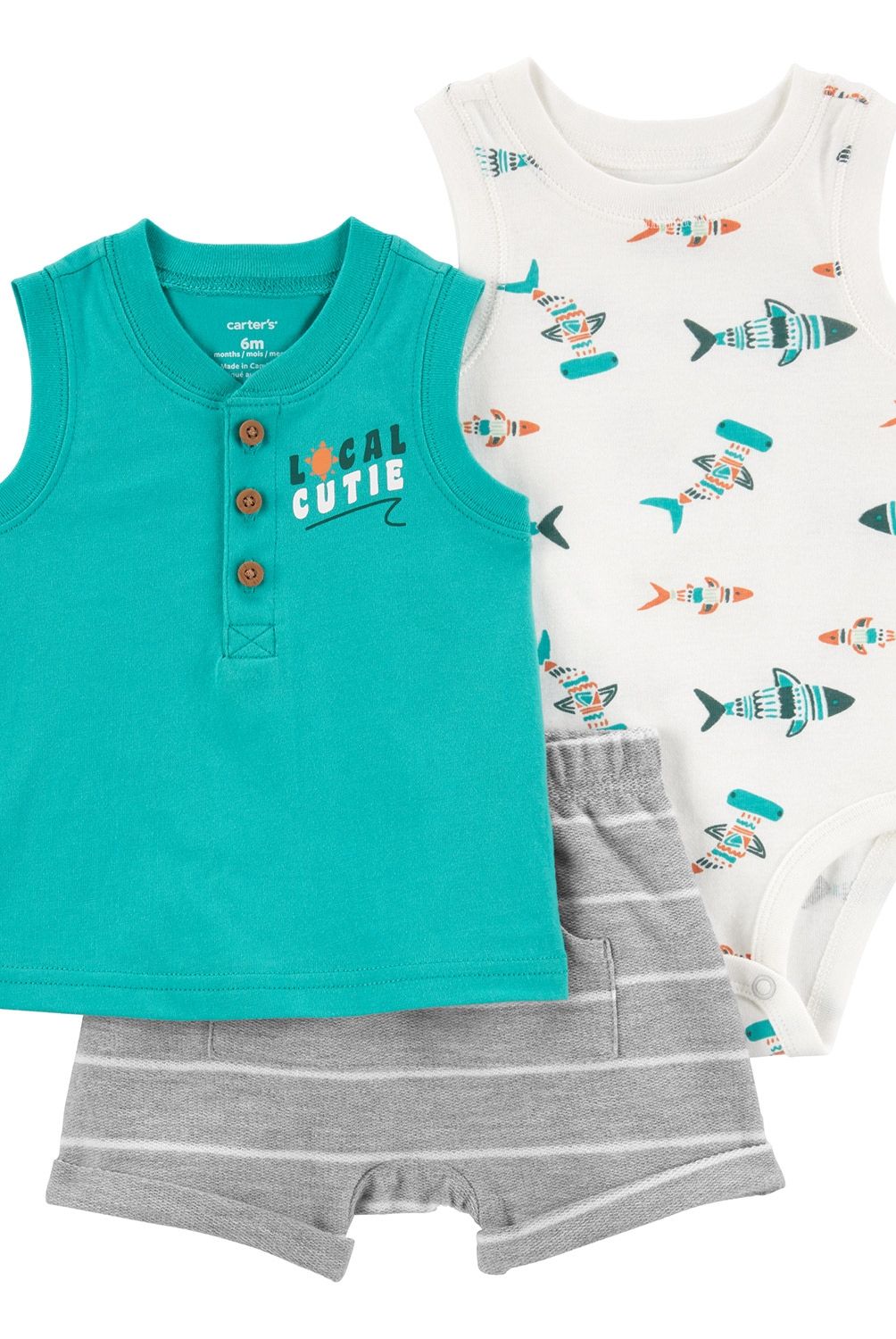 CARTER'S - Conjunto Carter's 3 Piezas Bebé Niño: Polera, Body y Short