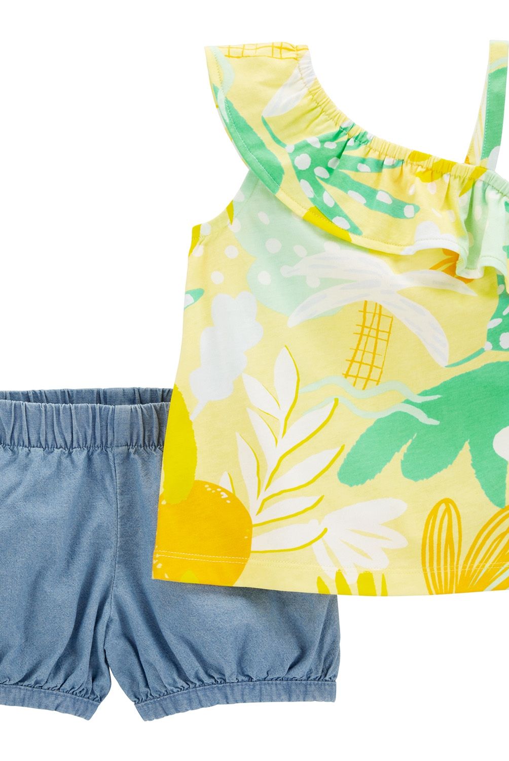 CARTER'S - Conjunto Carter's 2 Piezas Bebé Niña Polera Tropical y Short Mezclilla