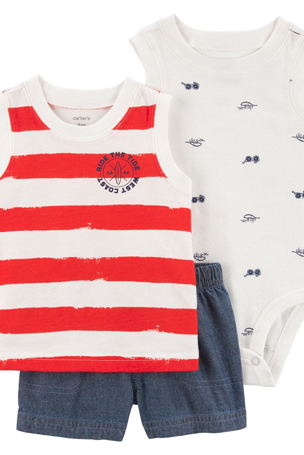 CARTER'S - Conjunto Carter's 3 Piezas Bebé Niño: Polera, Body y Short