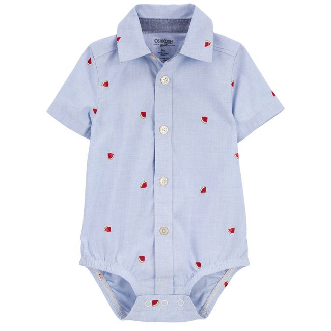 OSHKOSH - Body Algodón Estampado Tipo Camisa Bebé Niño Oshkosh