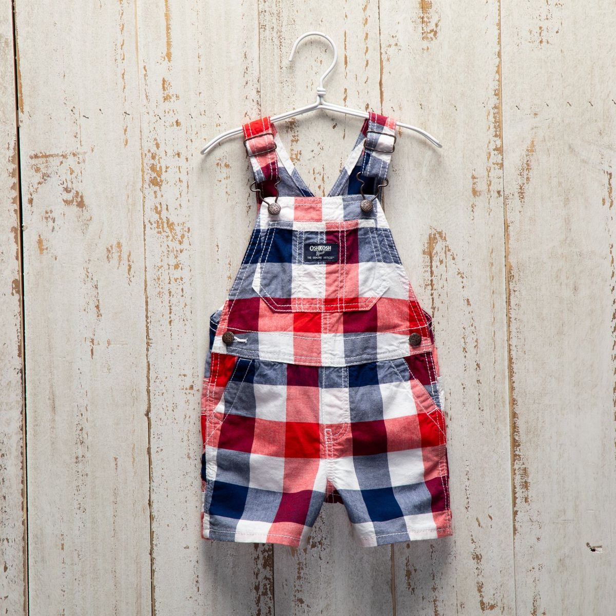 OSHKOSH - Jardinera Corta Algodón Cuadros Bebé Niño Oshkosh