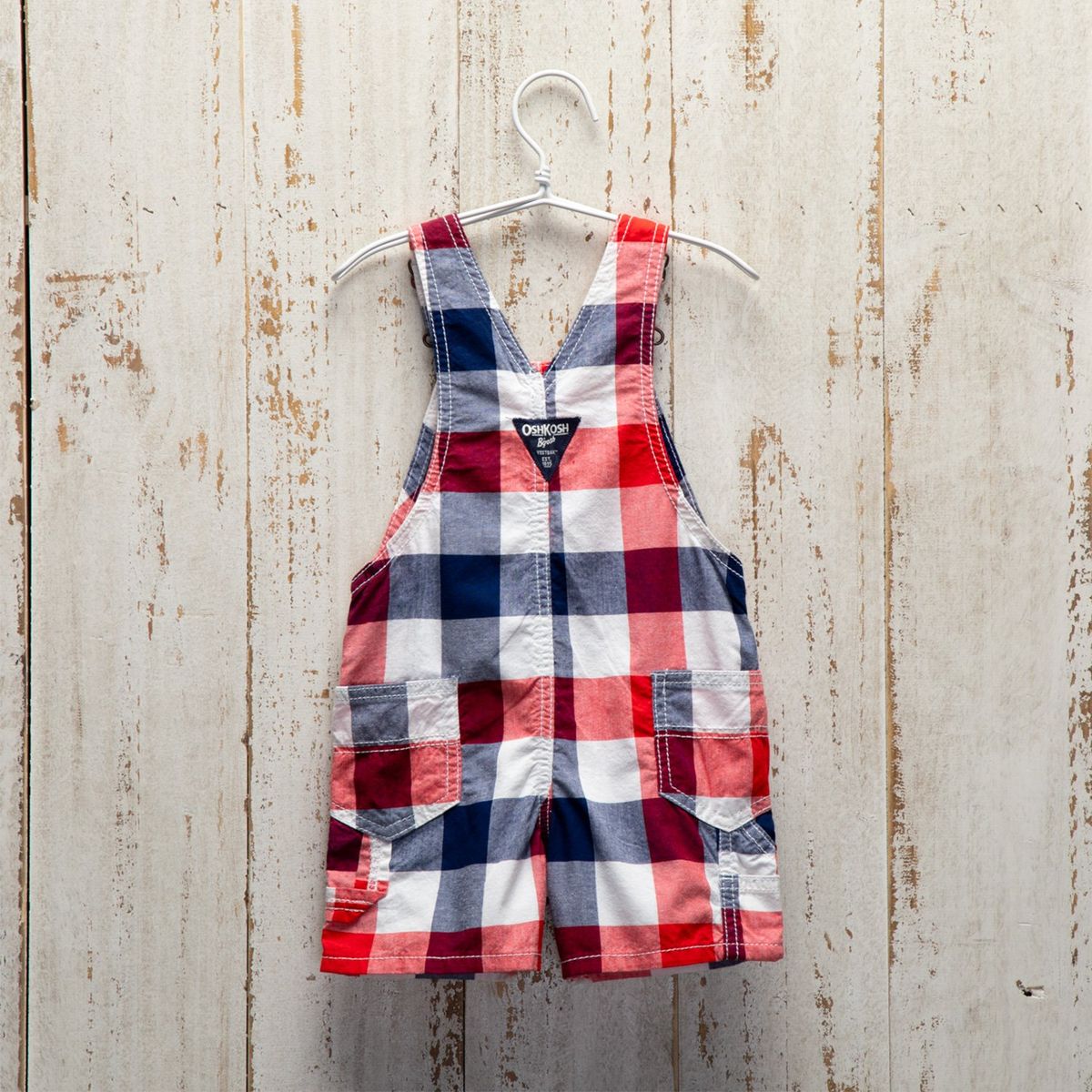 OSHKOSH - Jardinera Corta Algodón Cuadros Bebé Niño Oshkosh