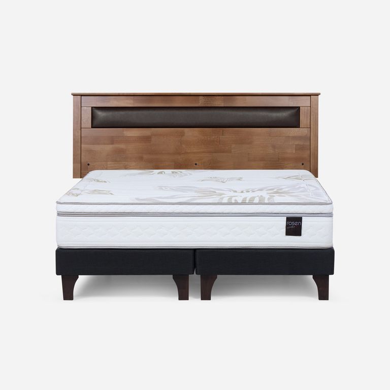 Cama Europea Art 4 King x 2.00mt Base Dividida + Respaldo