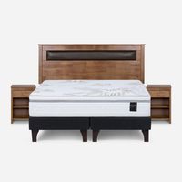 Cama Europea Art 4 2 Plazas + Respaldo + 2 Veladores