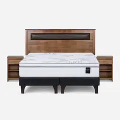 ROSEN - Cama Europea Art 4 2 Plazas + Respaldo + 2 Veladores