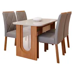 DECOCASA - Juego De Comedor Valentina 130 + 4 Sillas Fer Grafito