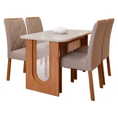 DECOCASA - Juego De Comedor Valentina 130 + 4 Sillas Fer Beige