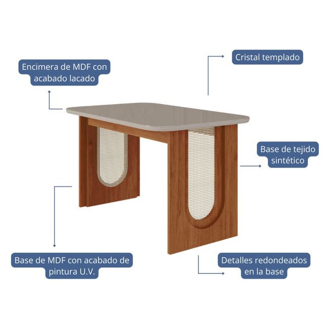 DECOCASA - Juego De Comedor Valentina 130 + 4 Sillas Fer Beige Decocasa