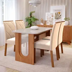 DECOCASA - Juego De Comedor Valentina 130 + 4 Sillas Fer Nude