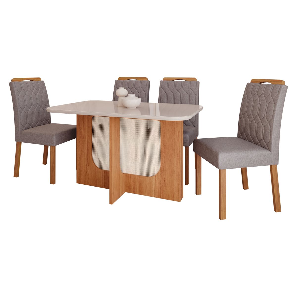 DECOCASA - Juego De Comedor Louise 130 + 4 Sillas Paola Grafito Decocasa