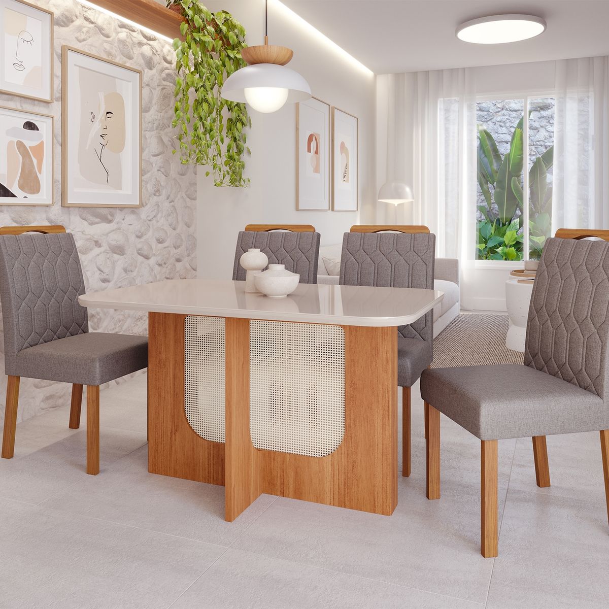 DECOCASA - Juego De Comedor Louise 130 + 4 Sillas Paola Grafito Decocasa