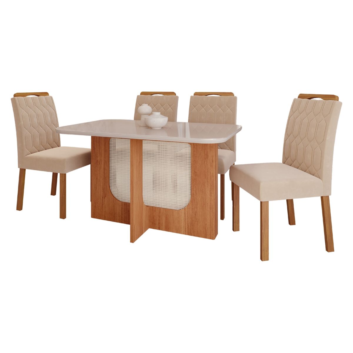 DECOCASA - Juego De Comedor Louise 130 + 4 Sillas Paola Nude Decocasa