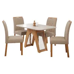 DECOCASA - Juego De Comedor Carolina 130 + 4 Sillas Juli Beige
